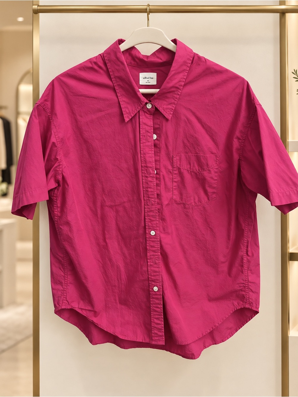 Aritzia Wilfred Free Hot Pink Oversized Button-Down Shirt